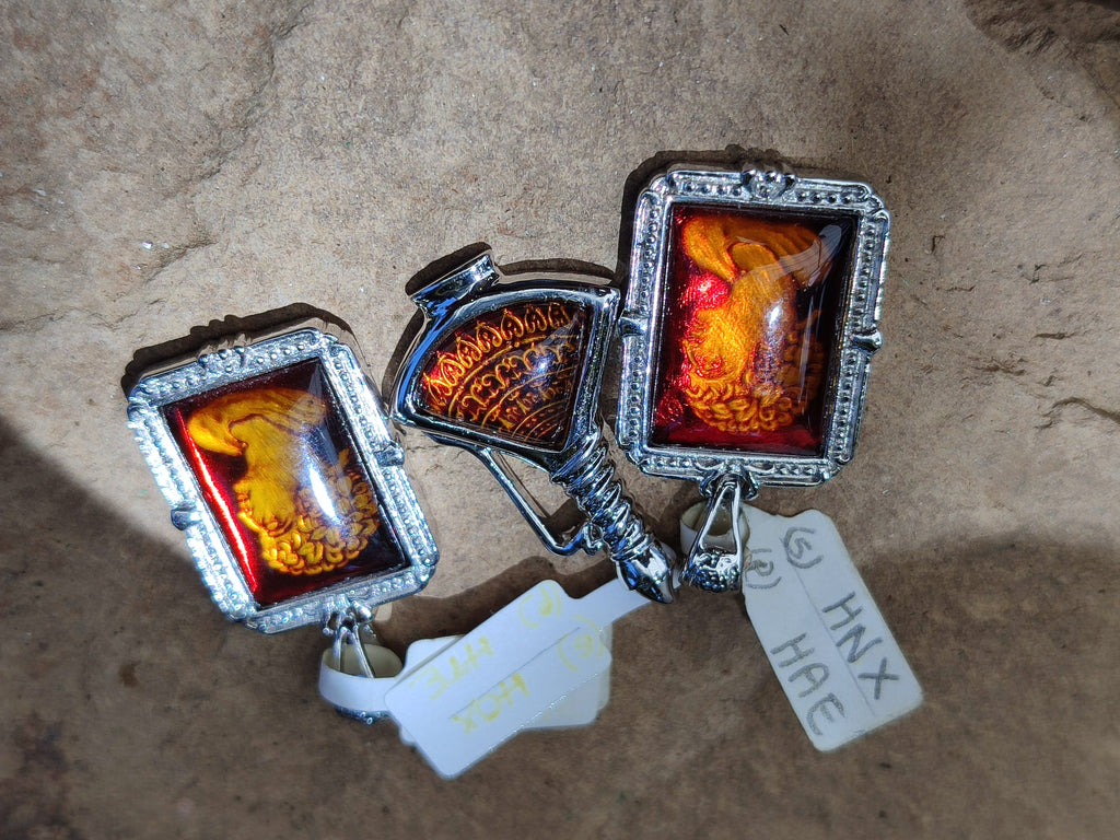 Polished Mixed Baltic Amber Pendants on Sterling Silver x 3 From Poland - Toprock Gemstones and Minerals 