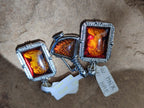 Polished Mixed Baltic Amber Pendants on Sterling Silver x 3 From Poland - Toprock Gemstones and Minerals 