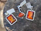 Polished Mixed Baltic Amber Pendants on Sterling Silver x 3 From Poland - Toprock Gemstones and Minerals 