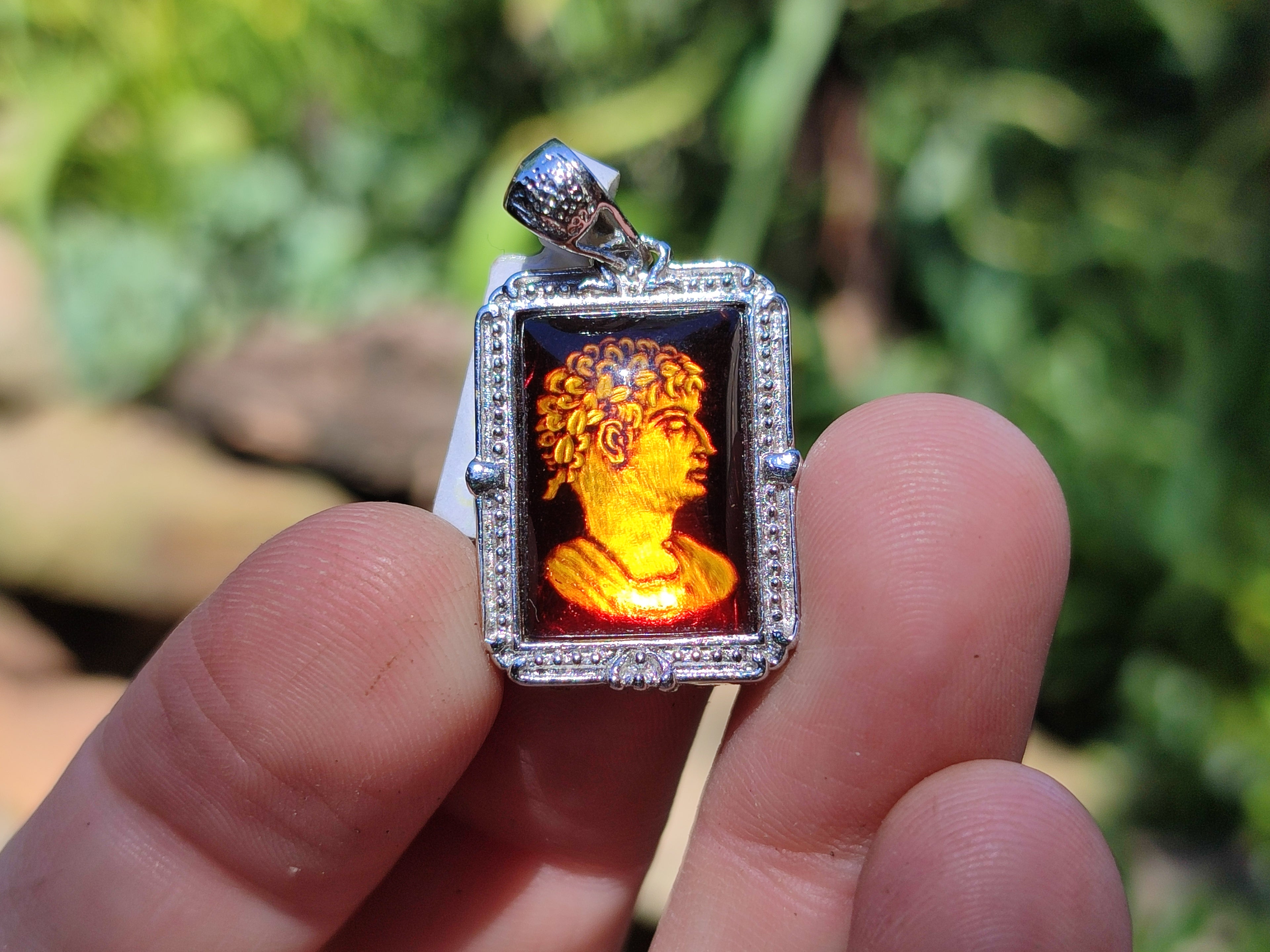 Polished Mixed Baltic Amber Pendants on Sterling Silver x 3 From Poland - Toprock Gemstones and Minerals 