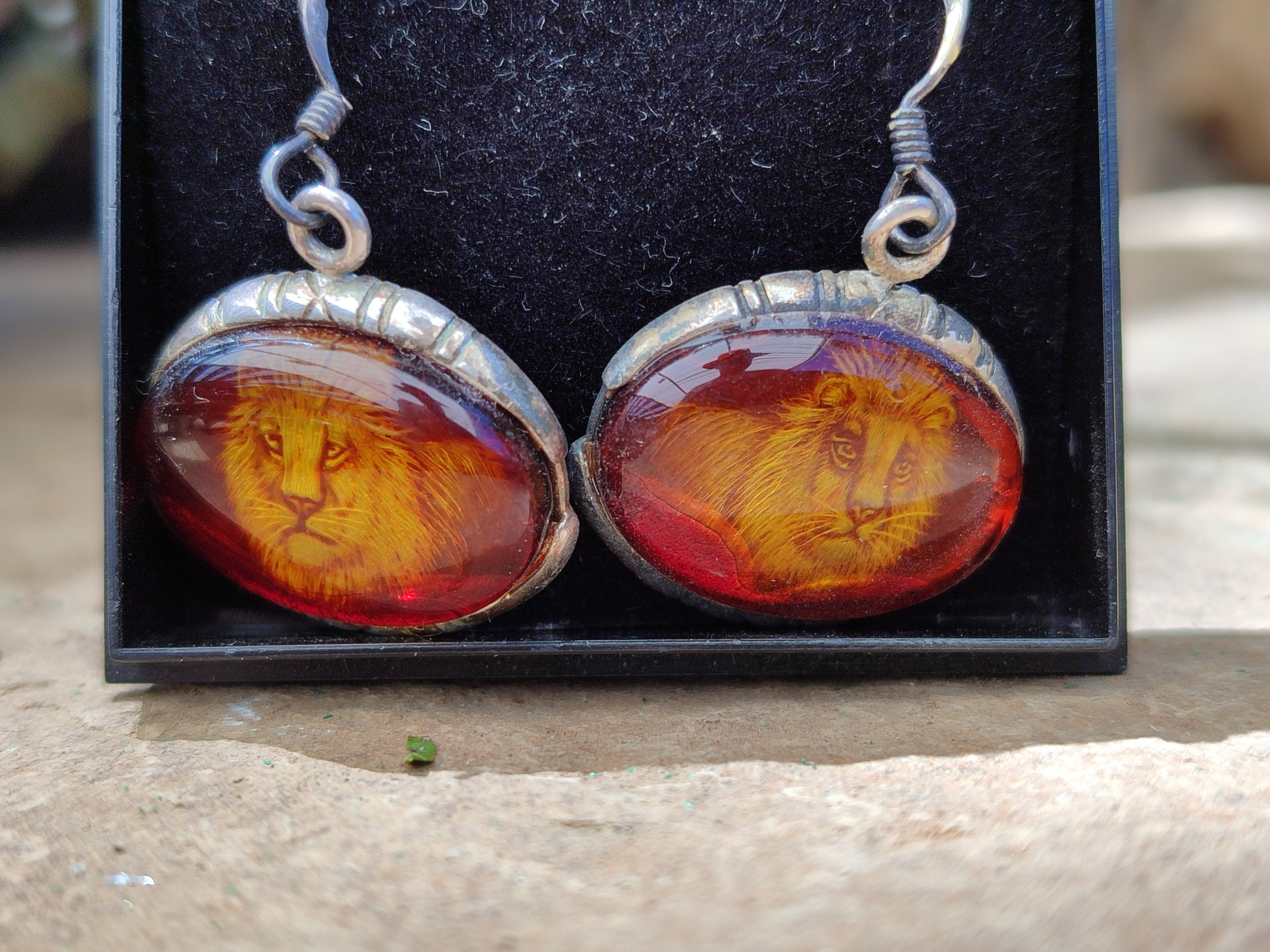 Polished Mixed Baltic Amber Earring and Pendant Sets on Sterling Silver x 7 From Poland - Toprock Gemstones and Minerals 