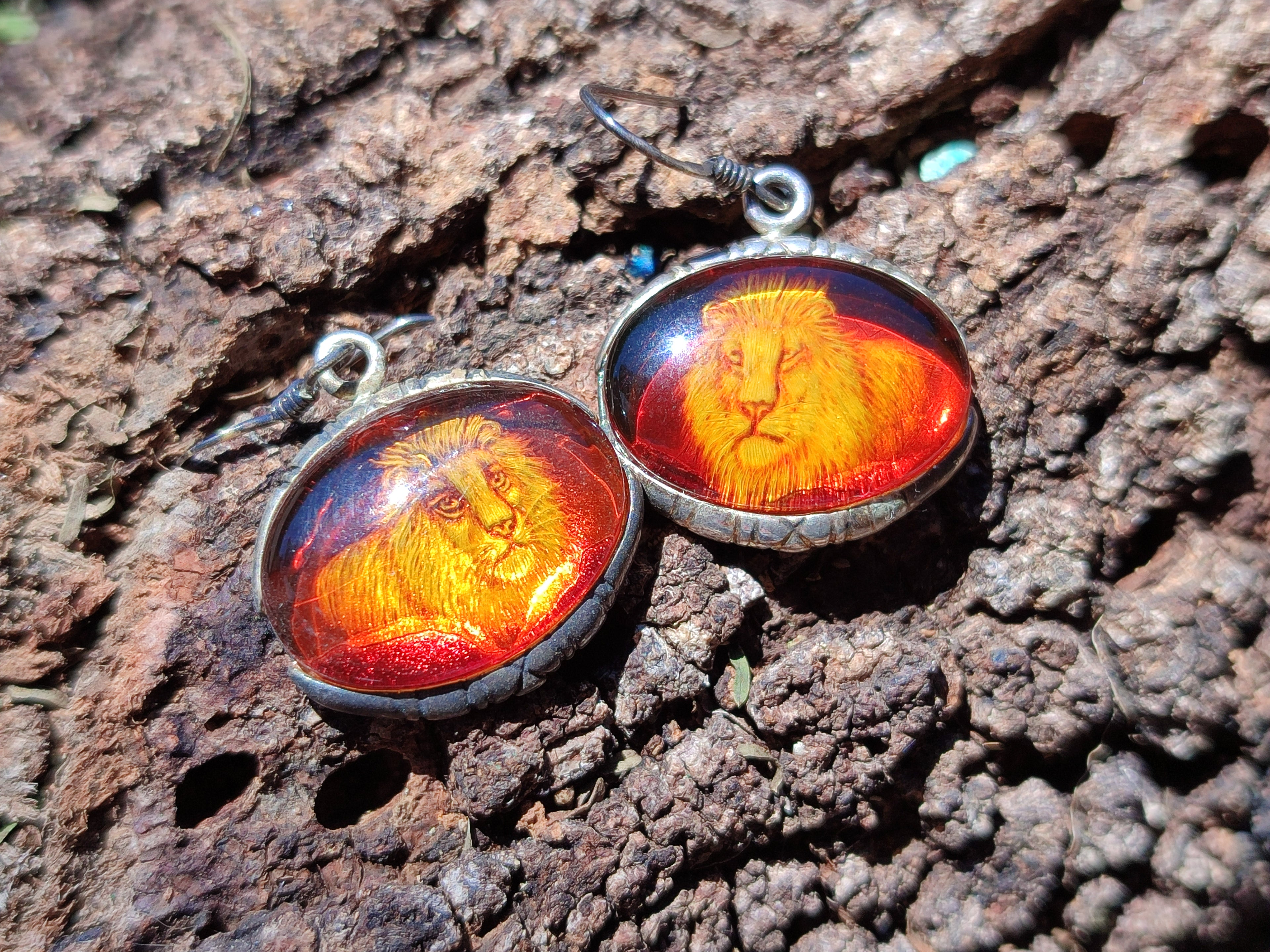 Polished Mixed Baltic Amber Earring and Pendant Sets on Sterling Silver x 7 From Poland - Toprock Gemstones and Minerals 