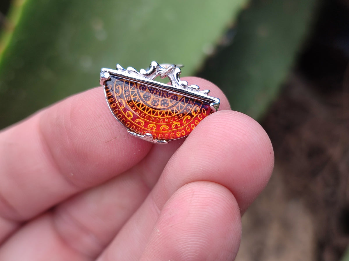 Polished Mixed Baltic Amber Earring and Pendant Sets on Sterling Silver x 7 From Poland - Toprock Gemstones and Minerals 