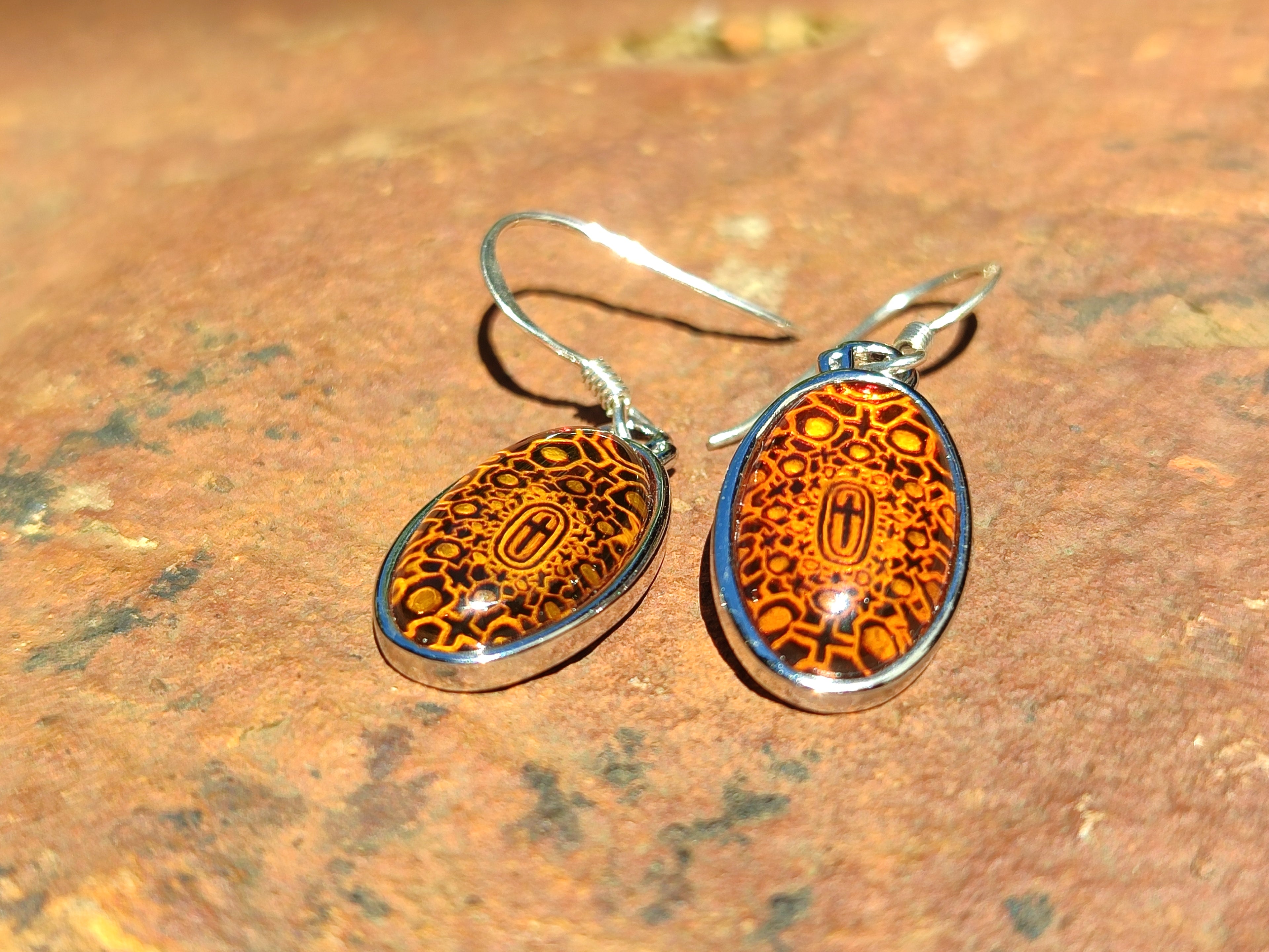 Polished Mixed Baltic Amber Earring and Pendant Sets on Sterling Silver x 7 From Poland - Toprock Gemstones and Minerals 