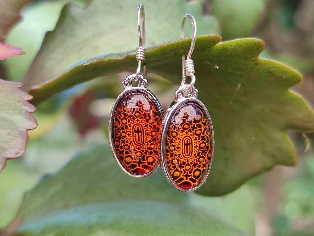 Polished Mixed Baltic Amber Earring and Pendant Sets on Sterling Silver x 7 From Poland - Toprock Gemstones and Minerals 