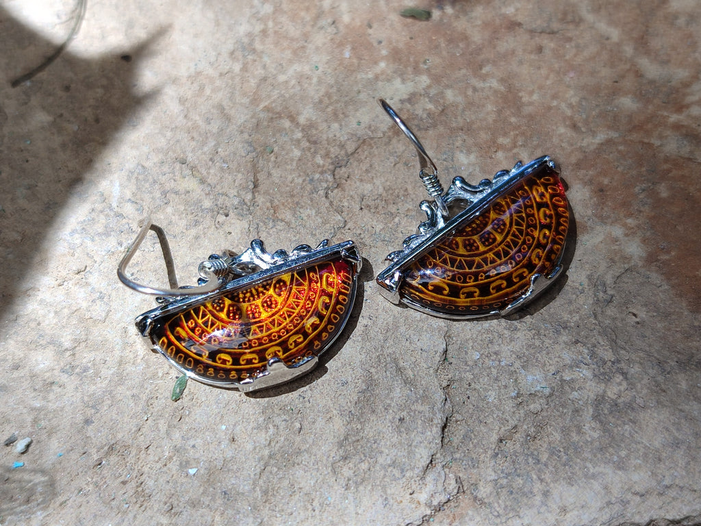 Polished Mixed Baltic Amber Earring and Pendant Sets on Sterling Silver x 7 From Poland - Toprock Gemstones and Minerals 