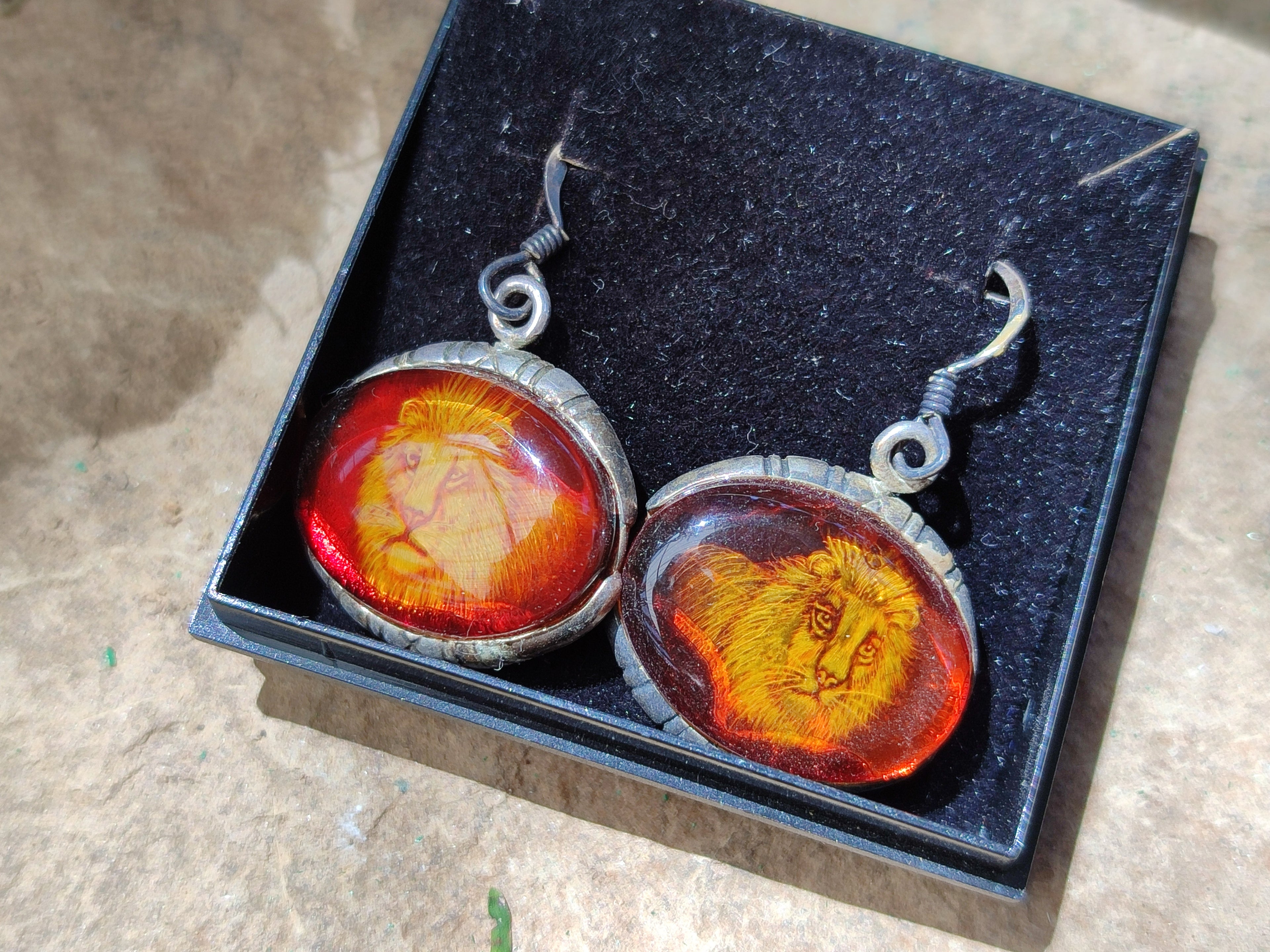 Polished Mixed Baltic Amber Earring and Pendant Sets on Sterling Silver x 7 From Poland - Toprock Gemstones and Minerals 