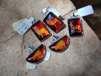 Polished Mixed Baltic Amber Pendants on Sterling Silver x 5 From Poland - Toprock Gemstones and Minerals 