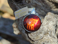 Polished Baltic Amber Buffalo Pendants on Sterling Silver x 4 From Poland