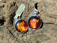 Polished Baltic Amber Buffalo Pendants on Sterling Silver x 4 From Poland