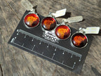 Polished Baltic Amber Buffalo Pendants on Sterling Silver x 4 From Poland - Toprock Gemstones and Minerals 