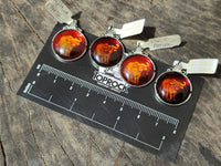 Polished Baltic Amber Buffalo Pendants on Sterling Silver x 4 From Poland