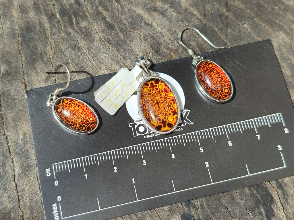 Polished Mixed Baltic Amber Earring and Pendant Sets on Sterling Silver x 3 Sets From Poland - Toprock Gemstones and Minerals 