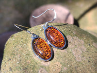 Polished Mixed Baltic Amber Earring and Pendant Sets on Sterling Silver x 3 Sets From Poland