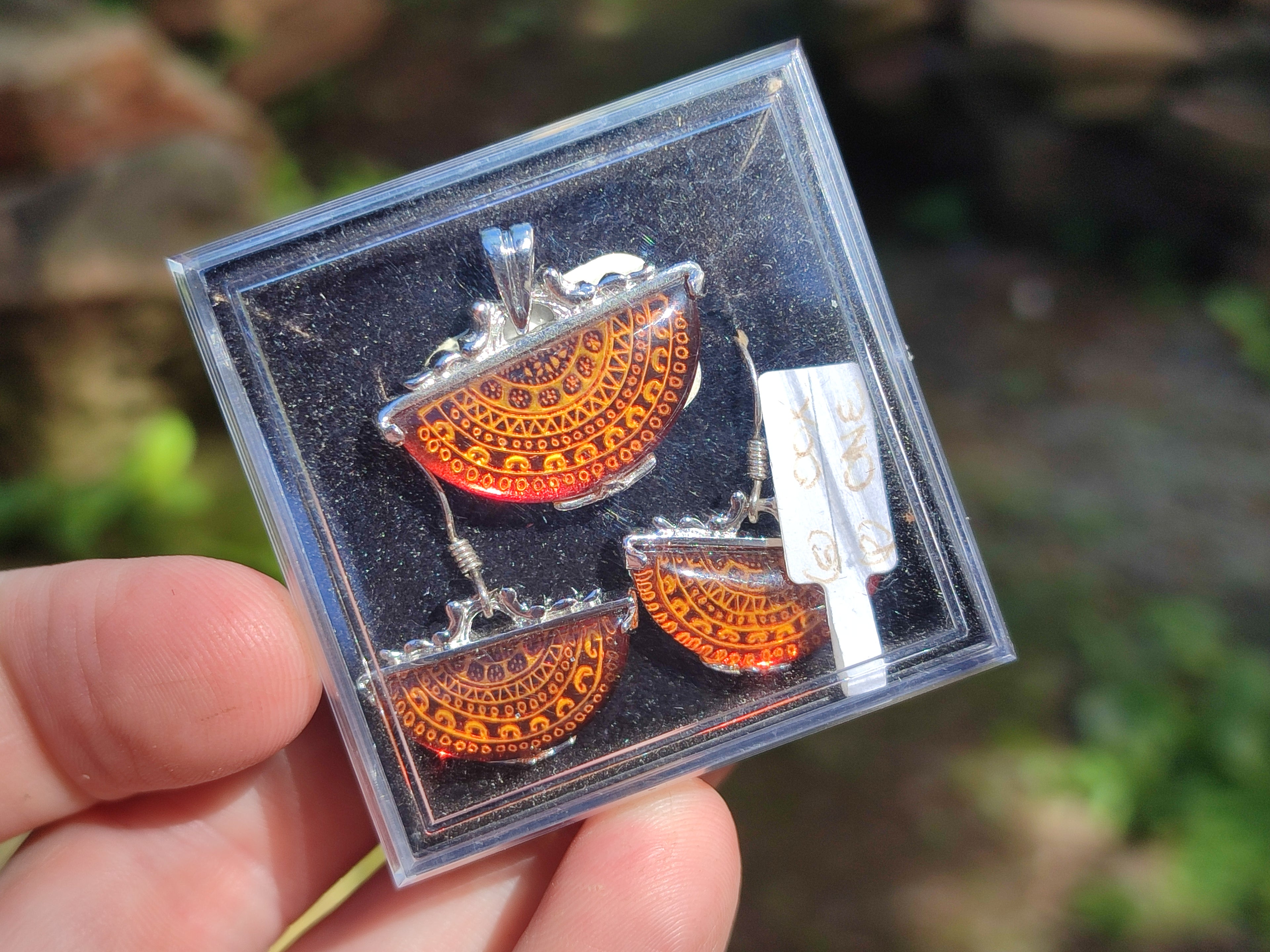 Polished Mixed Baltic Amber Earring and Pendant Sets on Sterling Silver x 2 Sets From Poland - Toprock Gemstones and Minerals 