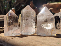 Polished Clear and Smokey Quartz Crystals x 6 From Madagascar