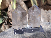 Polished Clear and Smokey Quartz Crystals x 6 From Madagascar