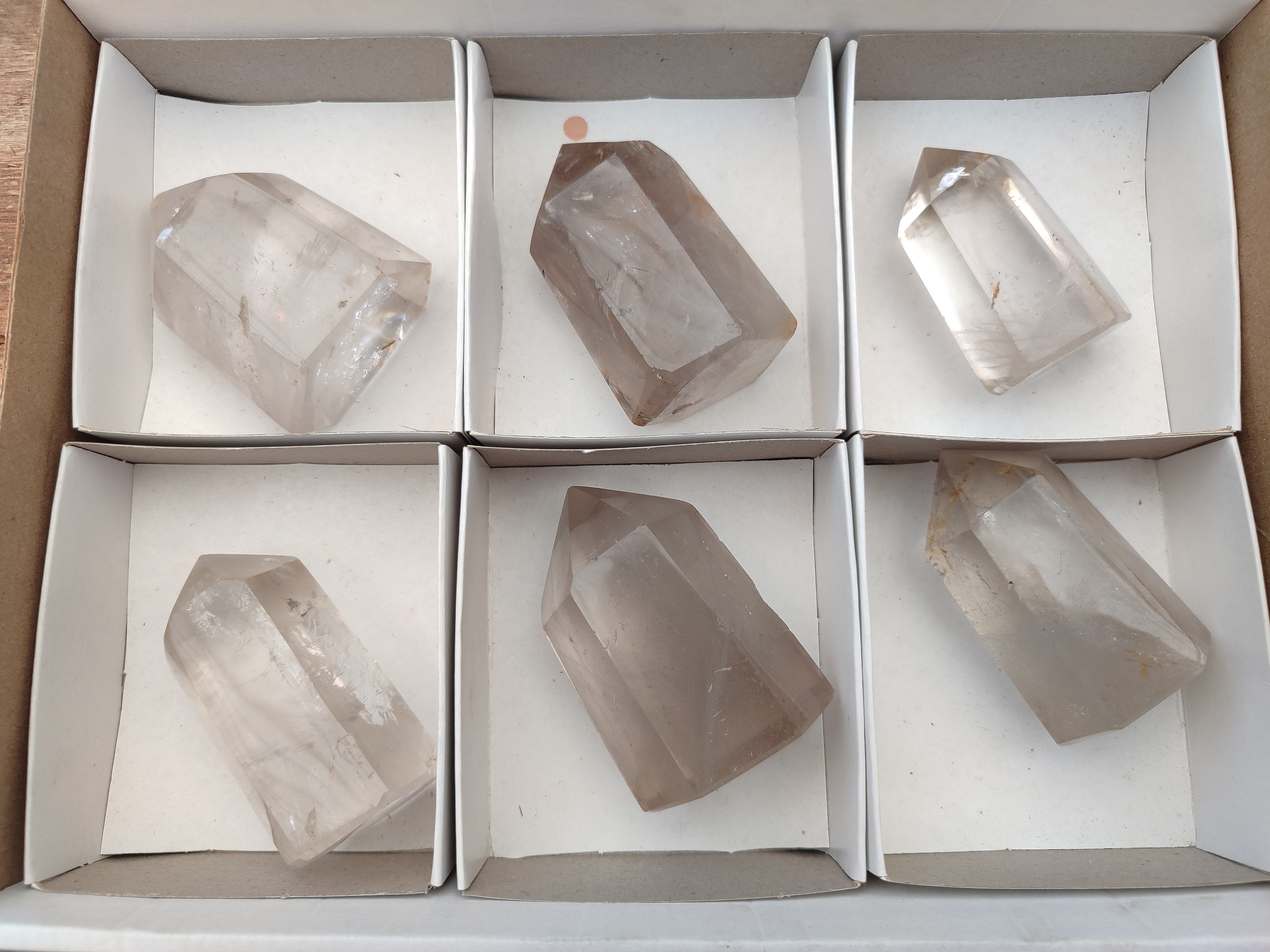 Polished Clear and Smokey Quartz Crystals x 6 From Madagascar - Toprock Gemstones and Minerals 