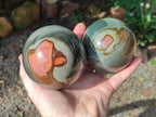 Polished Polychrome Jasper Spheres x 2 From Northwest Coast, Madagascar - Toprock Gemstones and Minerals 