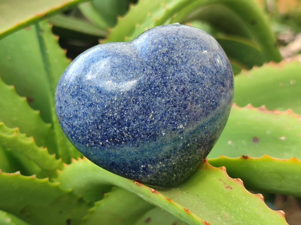 Polished Lazulite Hearts x 6 From Madagascar - Toprock Gemstones and Minerals 