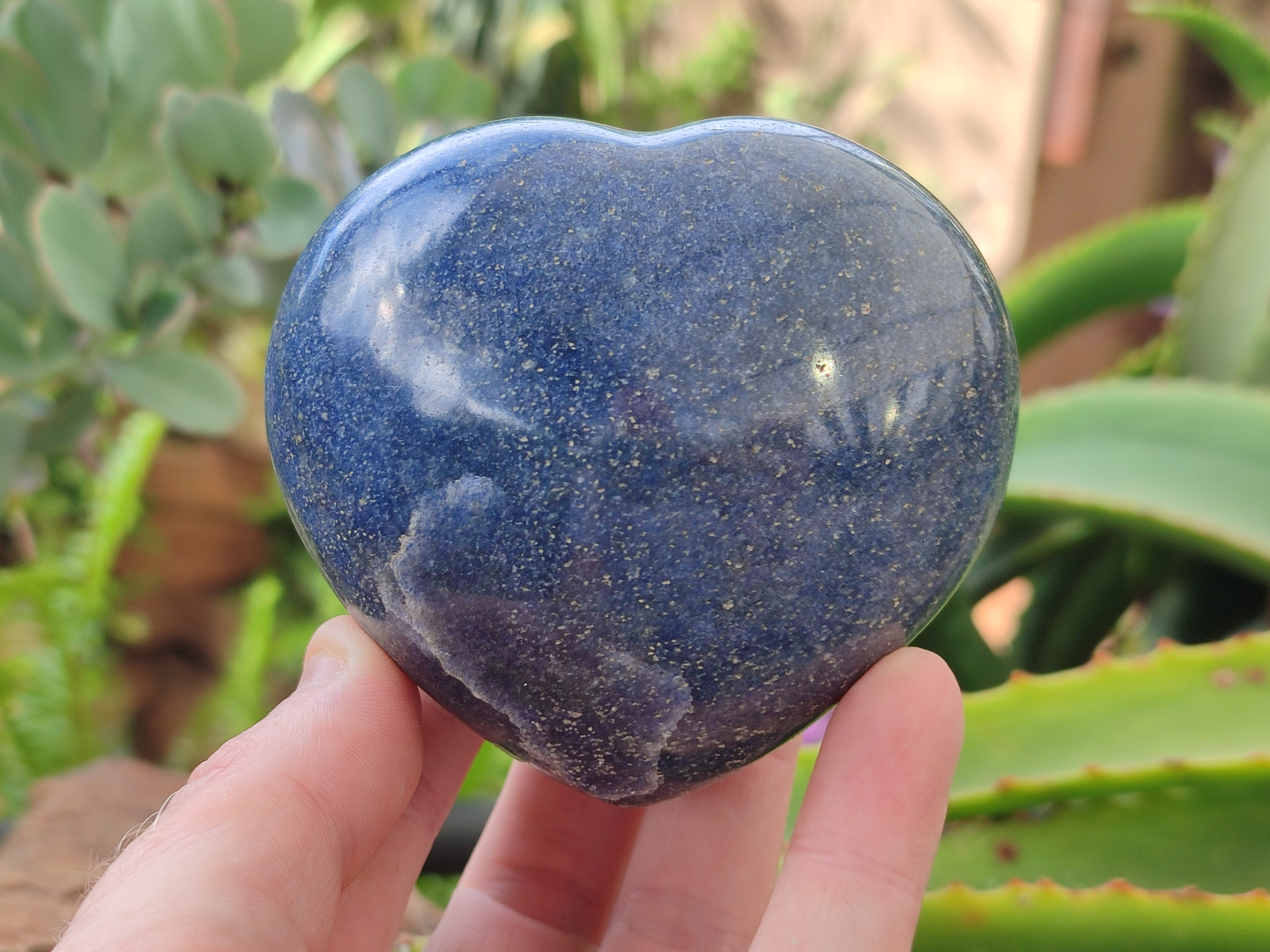Polished Lazulite Hearts x 6 From Madagascar - Toprock Gemstones and Minerals 