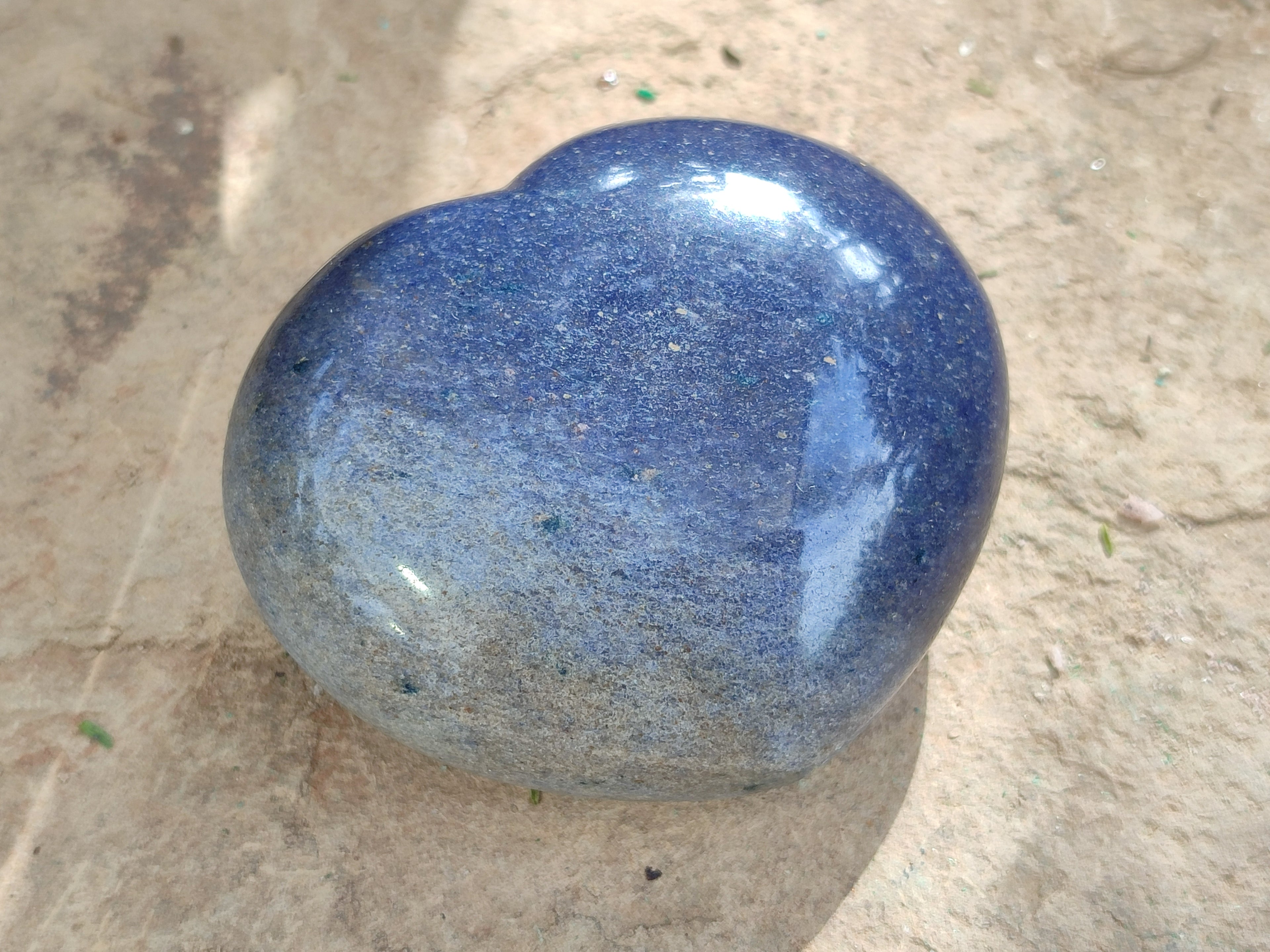Polished Lazulite Hearts x 6 From Madagascar - Toprock Gemstones and Minerals 