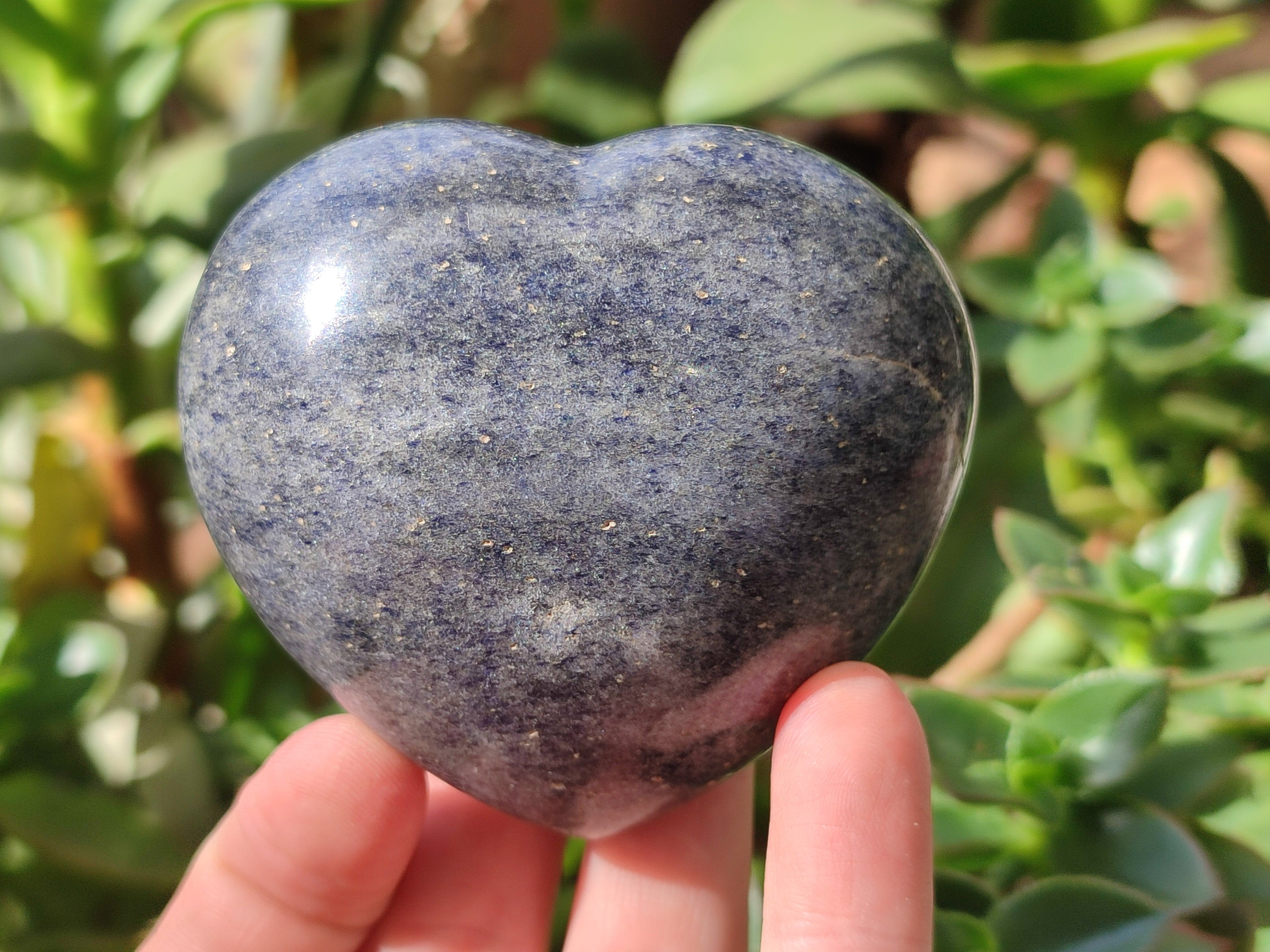Polished Lazulite Hearts x 6 From Madagascar - Toprock Gemstones and Minerals 