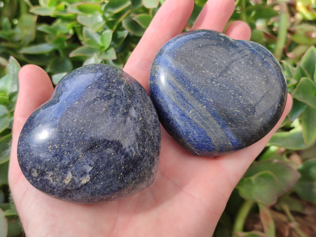 Polished Lazulite Hearts x 6 From Madagascar - Toprock Gemstones and Minerals 