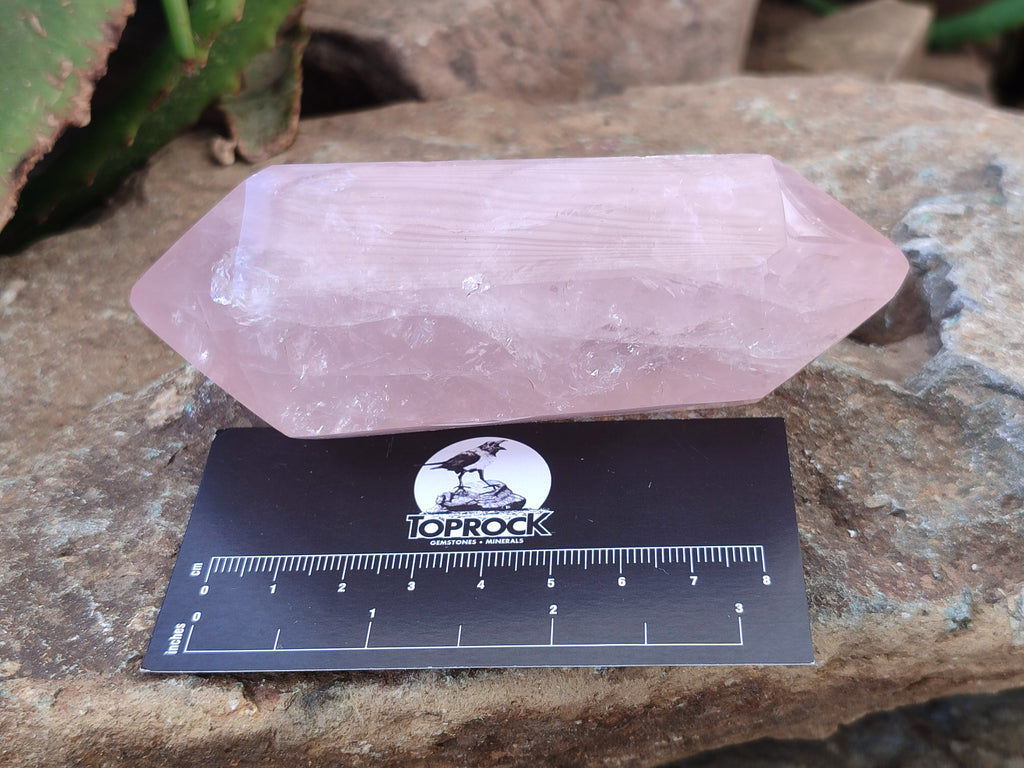 Polished Double Terminated Rose Quartz Points x 6 From Ambatondrazaka, Madagascar - Toprock Gemstones and Minerals 