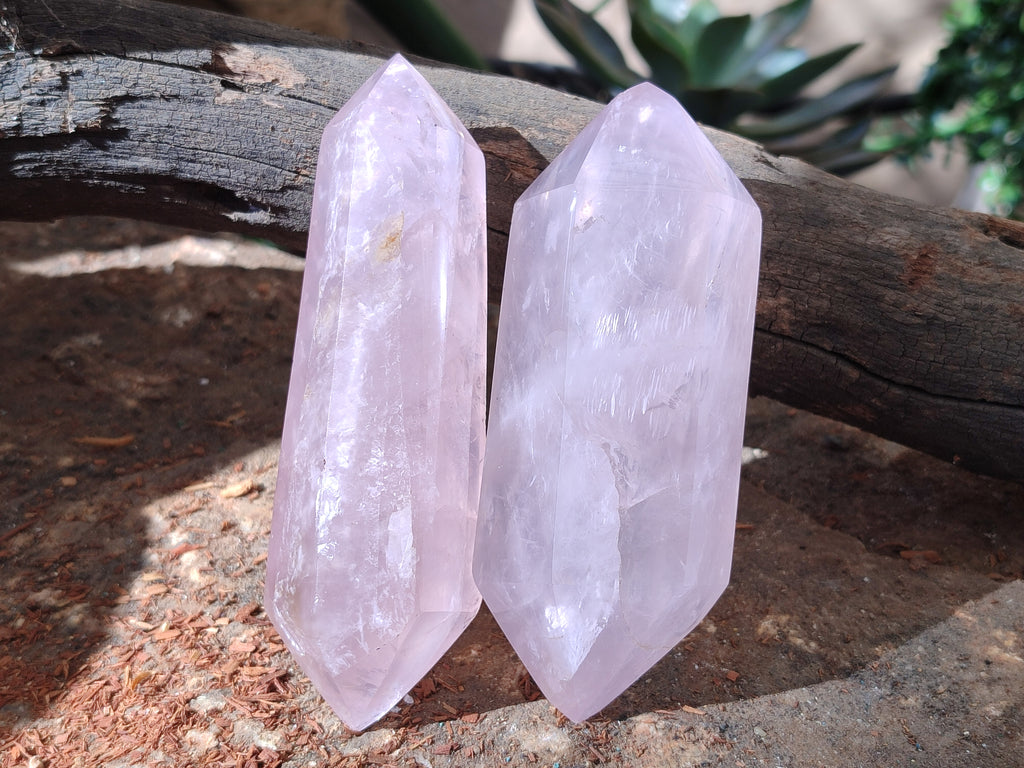 Polished Double Terminated Rose Quartz Points x 6 From Ambatondrazaka, Madagascar - Toprock Gemstones and Minerals 