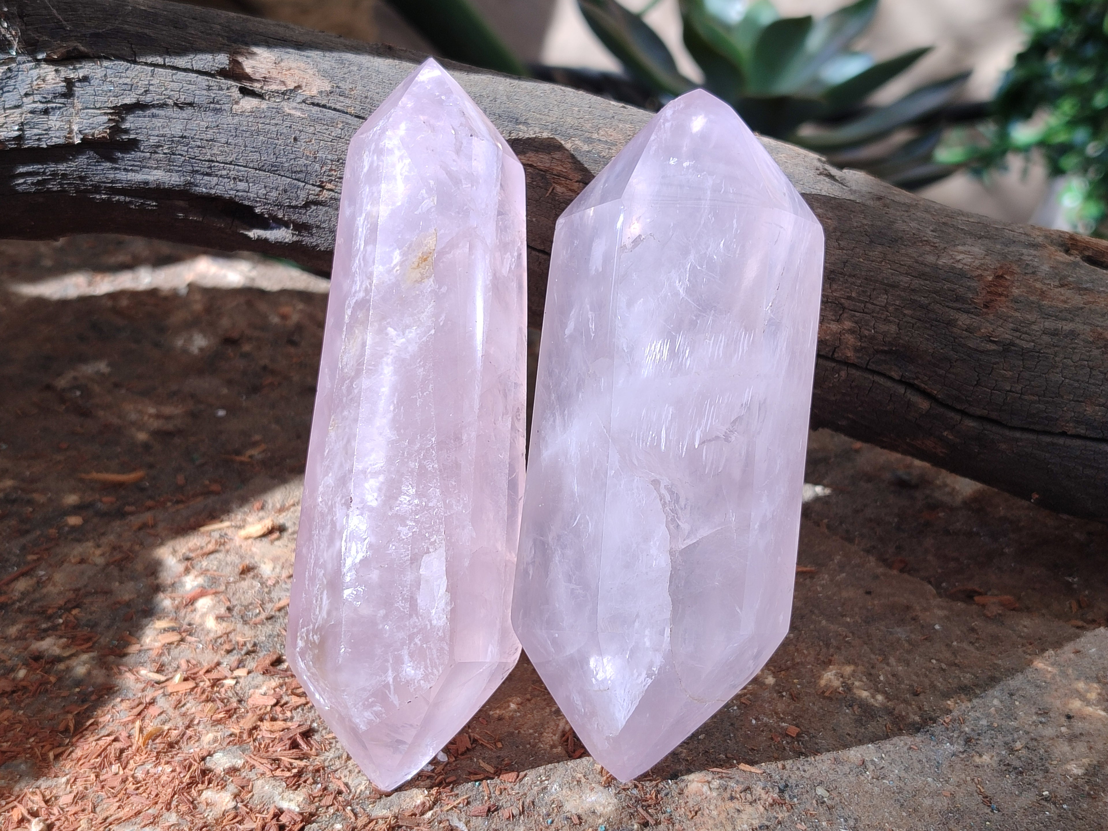 Polished Double Terminated Rose Quartz Points x 6 From Ambatondrazaka, Madagascar - Toprock Gemstones and Minerals 