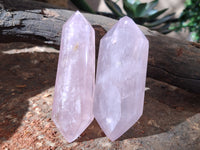 Polished Double Terminated Rose Quartz Points x 6 From Ambatondrazaka, Madagascar