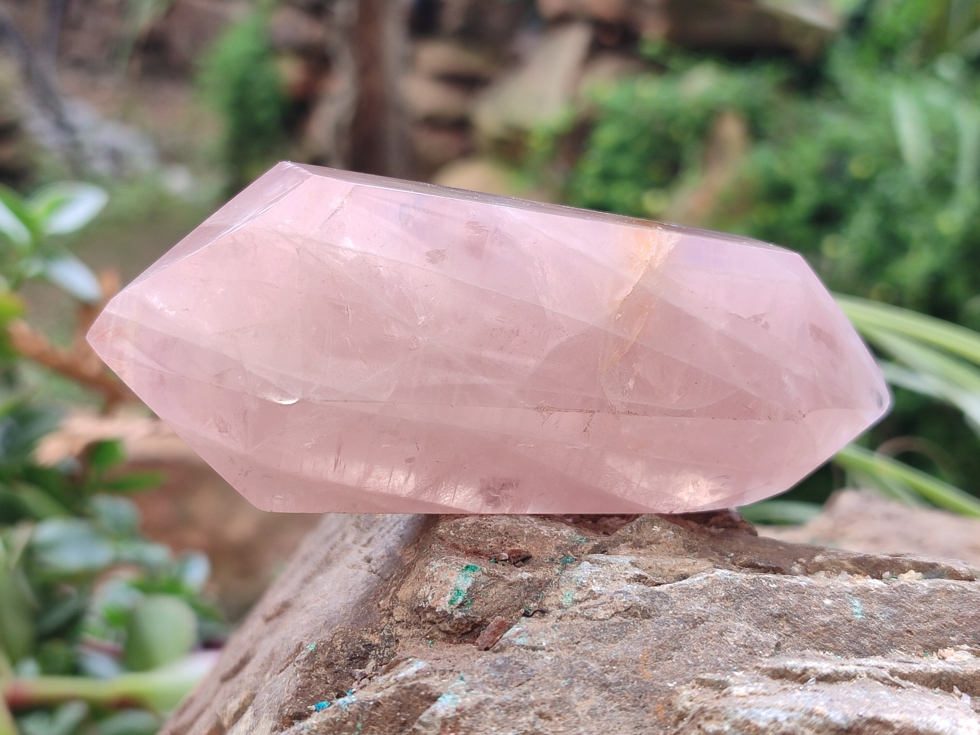 Polished Double Terminated Rose Quartz Points x 6 From Ambatondrazaka, Madagascar - Toprock Gemstones and Minerals 