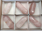 Polished Double Terminated Rose Quartz Points x 6 From Ambatondrazaka, Madagascar - Toprock Gemstones and Minerals 