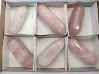 Polished Double Terminated Rose Quartz Points x 6 From Ambatondrazaka, Madagascar