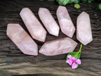 Polished Double Terminated Rose Quartz Points x 6 From Ambatondrazaka, Madagascar - Toprock Gemstones and Minerals 