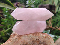 Polished Double Terminated Rose Quartz Points x 6 From Ambatondrazaka, Madagascar
