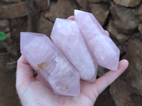 Polished Double Terminated Rose Quartz Points x 6 From Ambatondrazaka, Madagascar