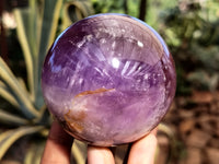 Polished Smokey Chevron Amethyst Spheres x 4 From Madagascar
