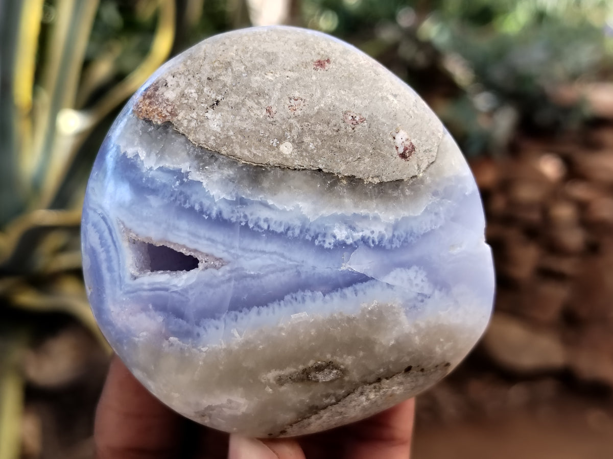 Polished Blue Lace Agate Geodes x 6 From Nsanje, Malawi - Toprock Gemstones and Minerals 