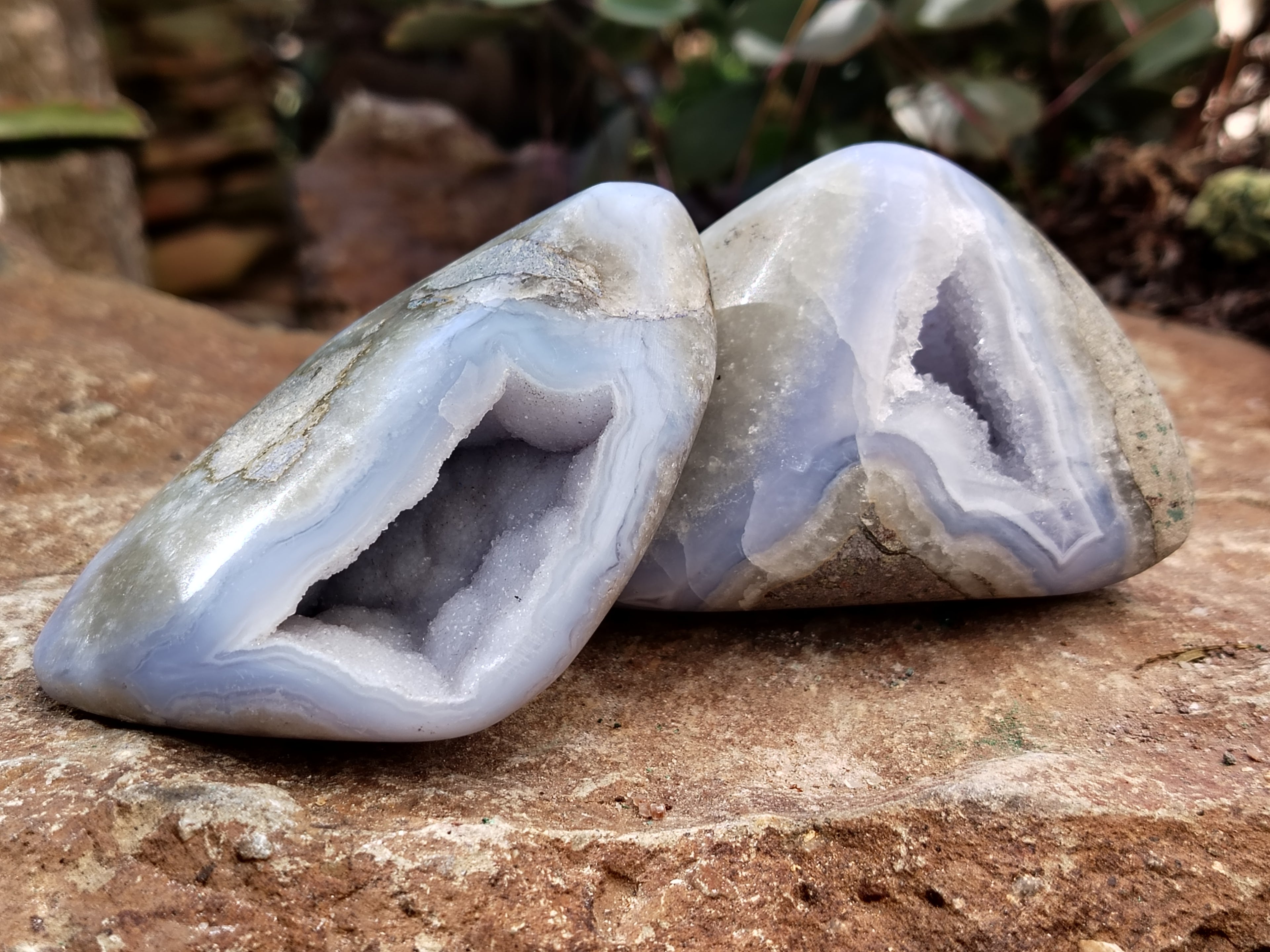 Polished Blue Lace Agate Geodes x 6 From Nsanje, Malawi - Toprock Gemstones and Minerals 
