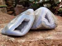 Polished Blue Lace Agate Geodes x 6 From Nsanje, Malawi