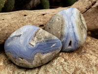 Polished Blue Lace Agate Geodes x 6 From Nsanje, Malawi