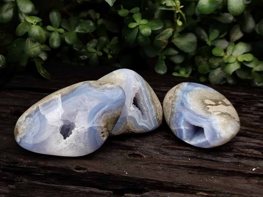 Polished Blue Lace Agate Geodes x 6 From Nsanje, Malawi - Toprock Gemstones and Minerals 