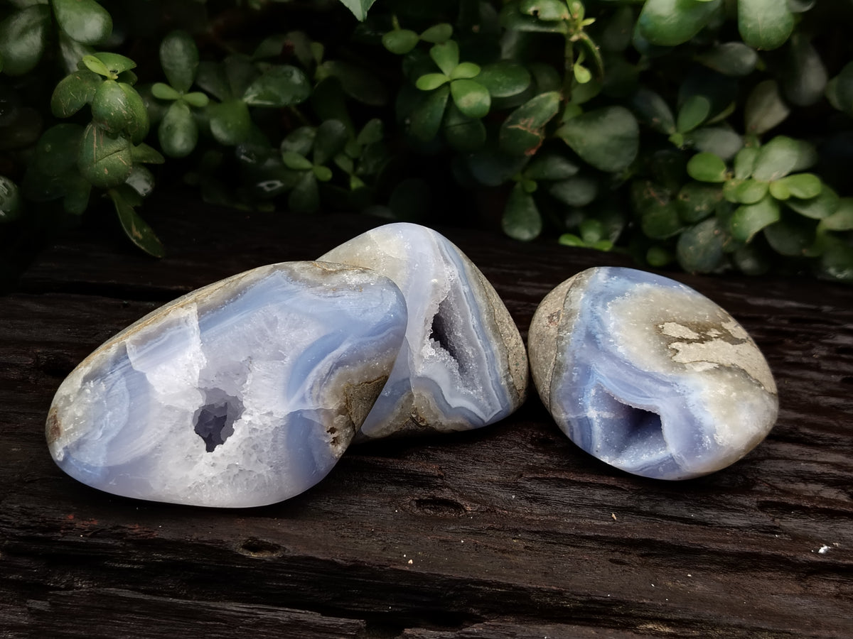 Polished Blue Lace Agate Geodes x 6 From Nsanje, Malawi - Toprock Gemstones and Minerals 