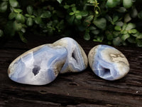 Polished Blue Lace Agate Geodes x 6 From Nsanje, Malawi