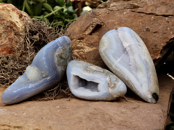 Polished Blue Lace Agate Geodes x 6 From Nsanje, Malawi