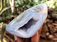 Polished Blue Lace Agate Geodes x 6 From Nsanje, Malawi