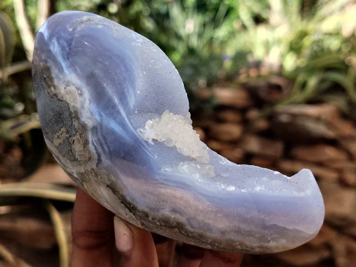 Polished Blue Lace Agate Geodes x 6 From Nsanje, Malawi - Toprock Gemstones and Minerals 