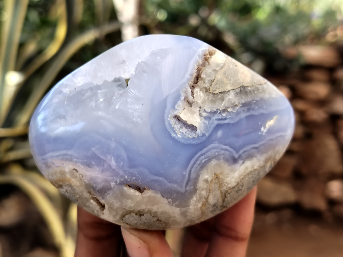Polished Blue Lace Agate Geodes x 6 From Nsanje, Malawi - Toprock Gemstones and Minerals 
